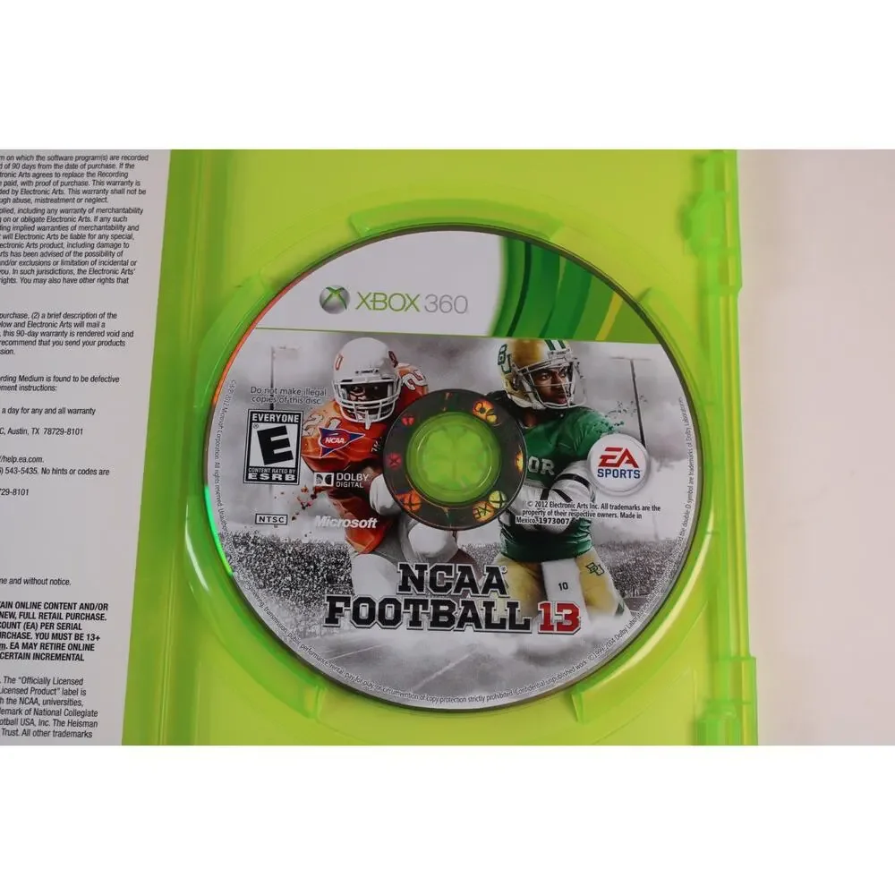 NCAA Football 13 (Microsoft Xbox 360) Authentic, Tested/Works Great